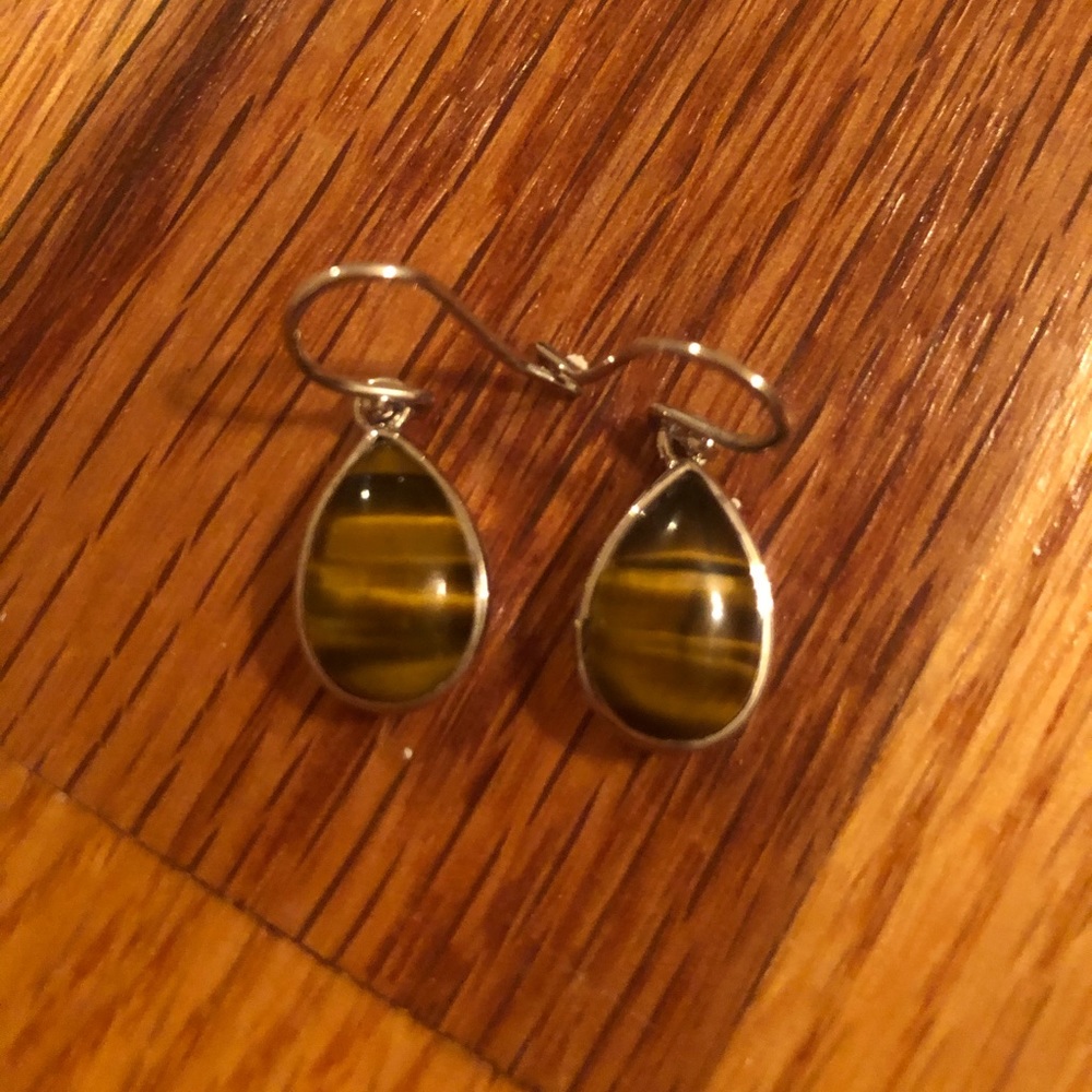 Tiger stone and sterling silver earrings